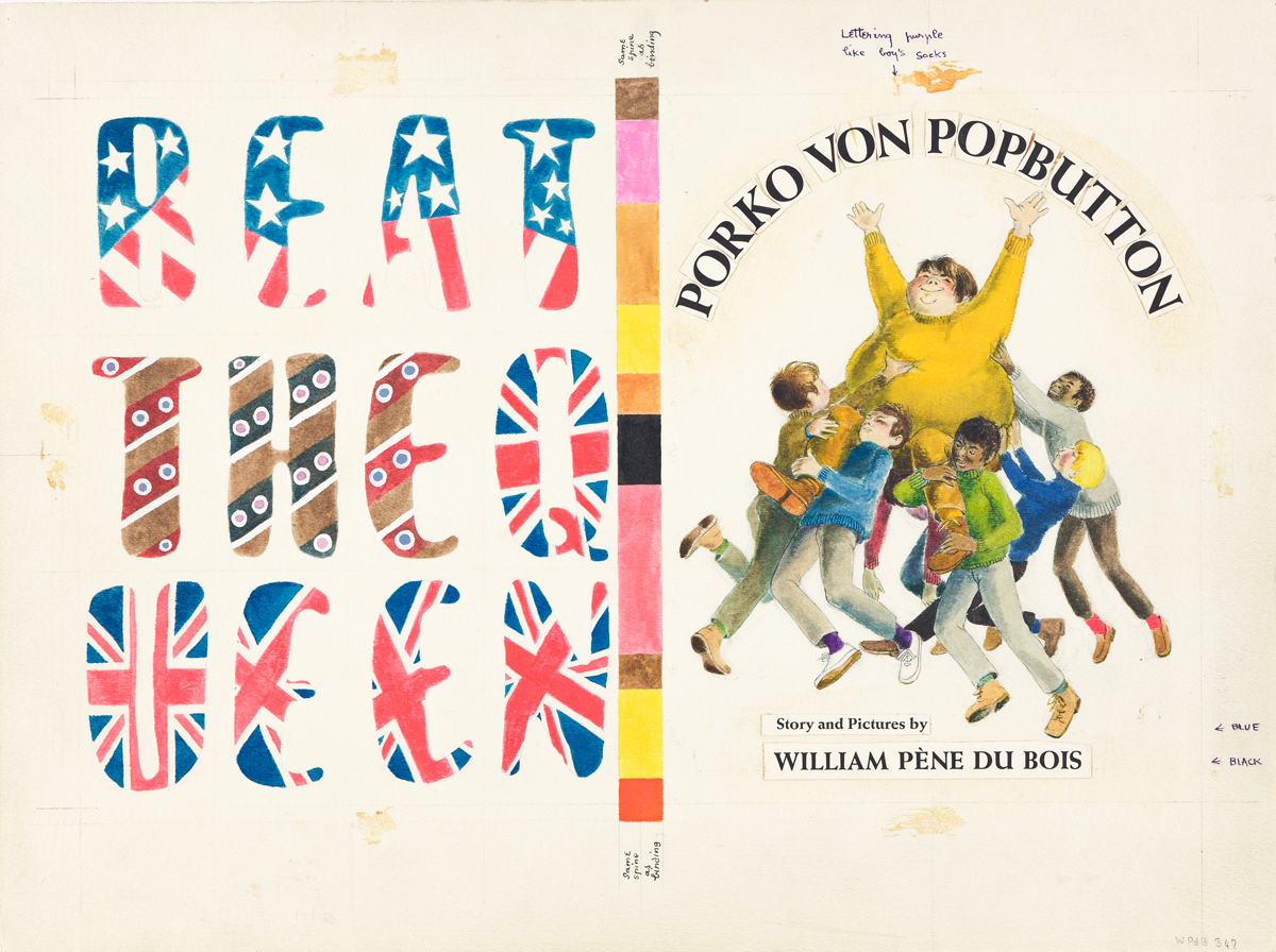 jacket cover with text "Beat the Queen" and team celebrating Porko