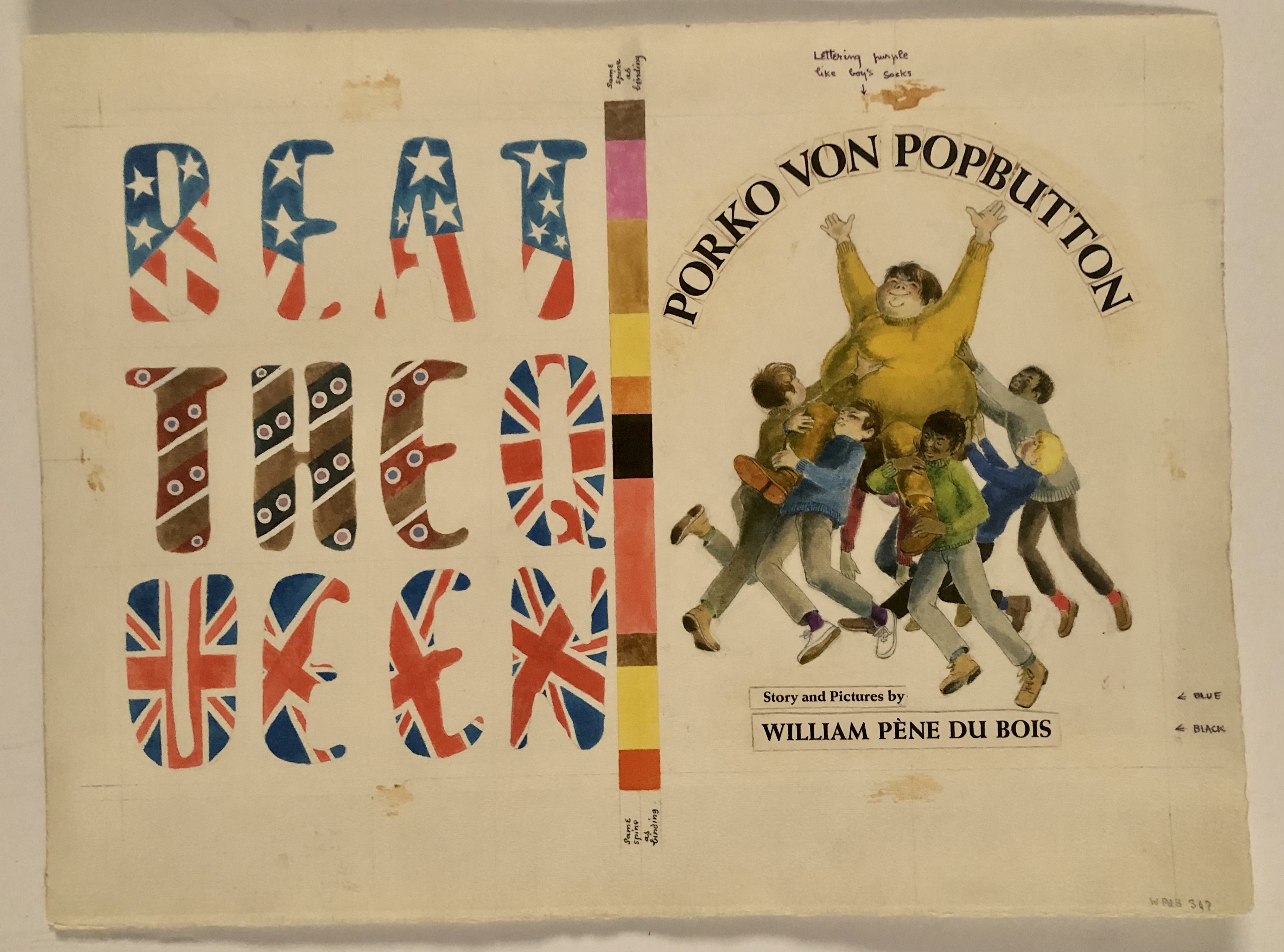 jacket cover with text "Beat the Queen" and team celebrating Porko