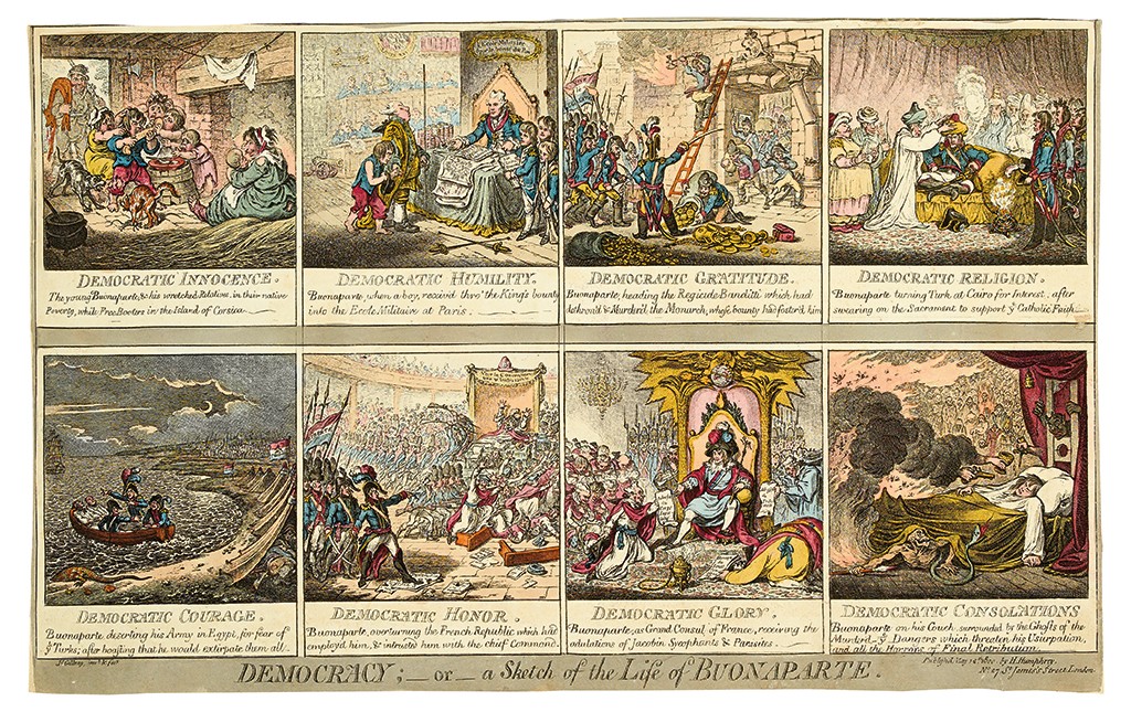 James Gillray, Democracy, hand-colored etching, London, 1800.