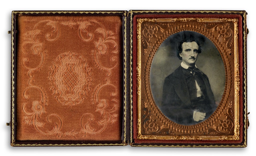 Lot 6: Six-plate tintype of Edgar Allan Poe, after a daguerreotype by William A. Pratt, taken a few weeks before Poe's death, 1849-late 1850s. Estimate $10,000 to $15,000.