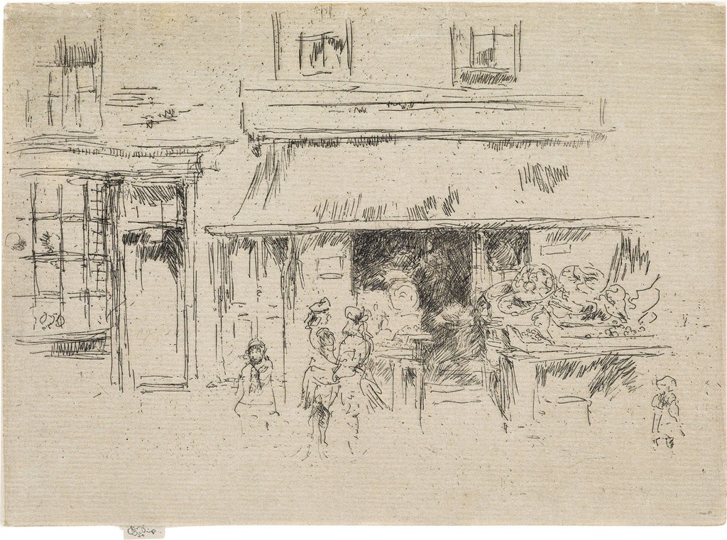 Lot 103: James A.M. Whistler, Exeter Street, etching, circa 1886-88. Estimate $20,000 to $30,000.