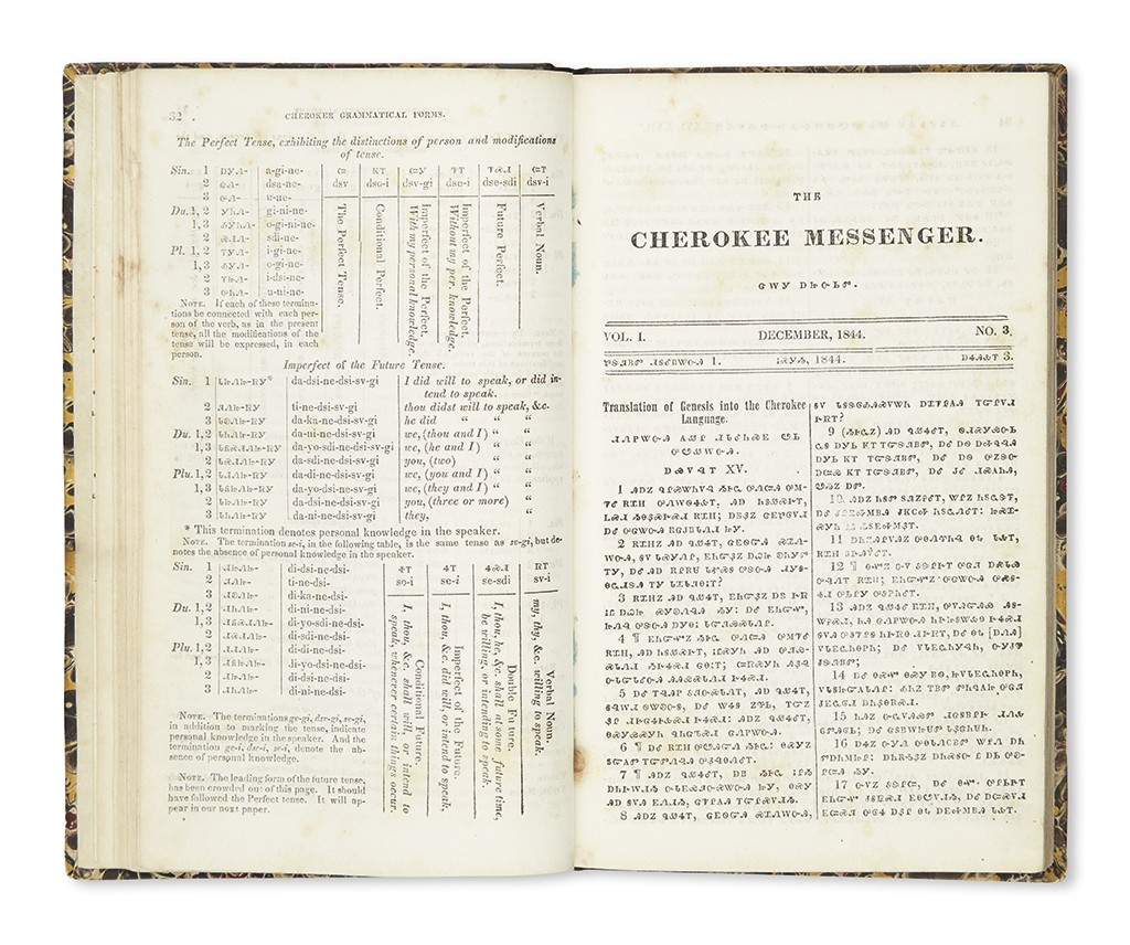 Lot 3: The Cherokee Messenger, complete set of 12, Oklahoma, August 1844-46. Estimate $5,000 to $7,000