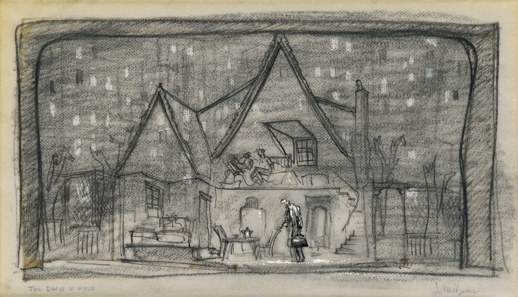 jo mielziner, illustration, auction, death of a salesman