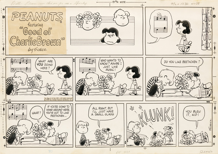 charles schulz, comic strip, peanuts, beethoven