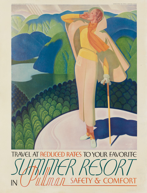 travel poster by william welsh for pullman resort.