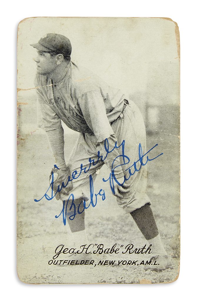 Lot 168, a signed photograph of Babe Ruth while playing with the New York Yankees