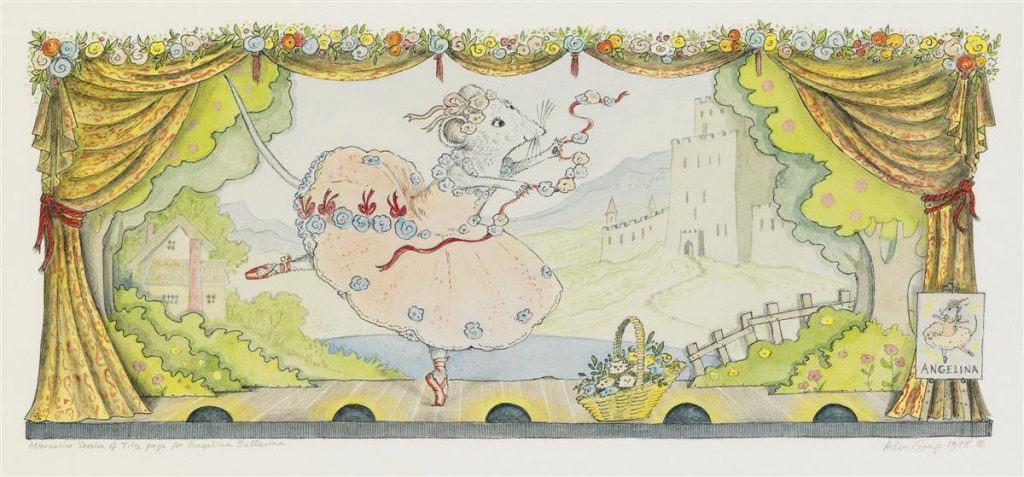 Lot 17, the title page image by Helen Craig from "Angelina Ballerina" featuring the title character performing ballet on stage.
