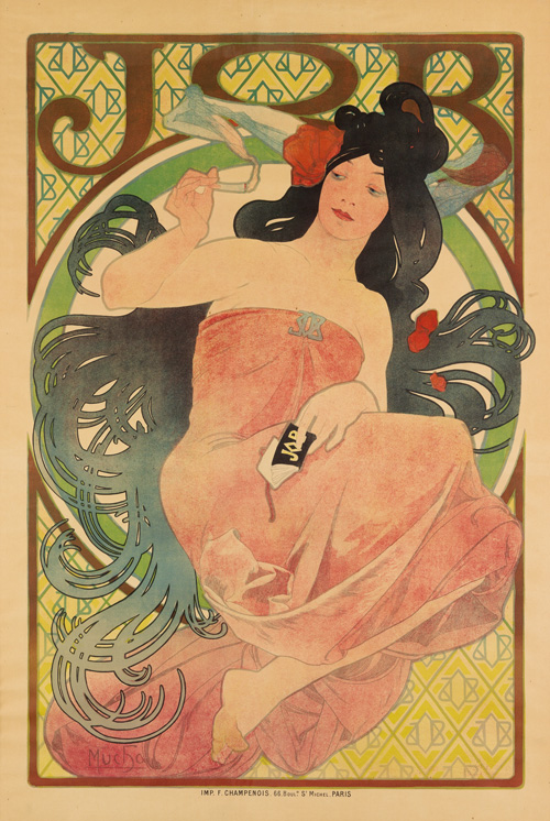 Alphonse Mucha's art nouveau poster for Job cigarettes