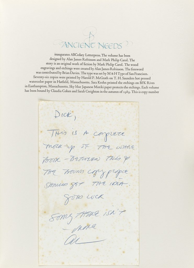 An autograph letter signed from Alan James Robinson to Richard Lee Callaway shown on the title page of the book.