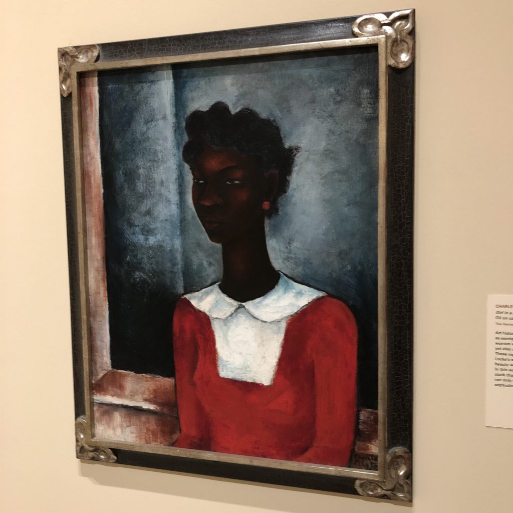 Charles Alston's oil on canvas work, "Girl In a Red Dress," 1934. From the Wallach Art Gallery exhibition, Posing Modernity.