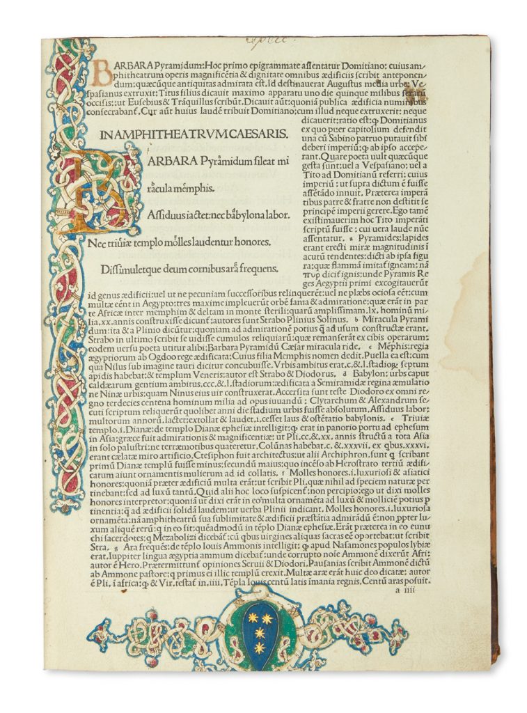 Illustrated bookpage of Marcus Valerius Martialis's Epigrammata. 