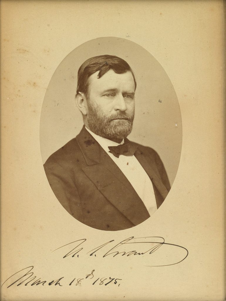 Signed and dated portrait of Ulysses S. Grant.