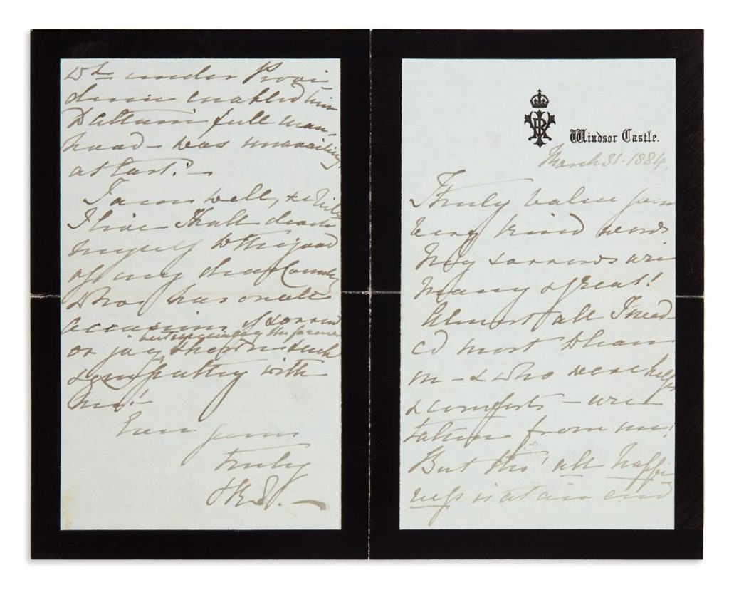 An autograph letter signed by Queen Victoria to Alfred, Lord Tennyson.