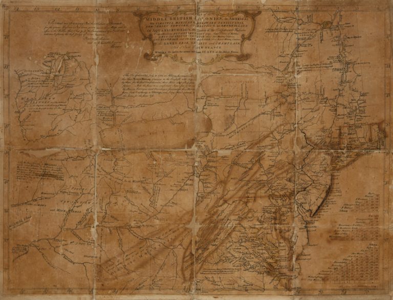 Lewis Evans "General Map of the Middle British Colonies in America," 1755.