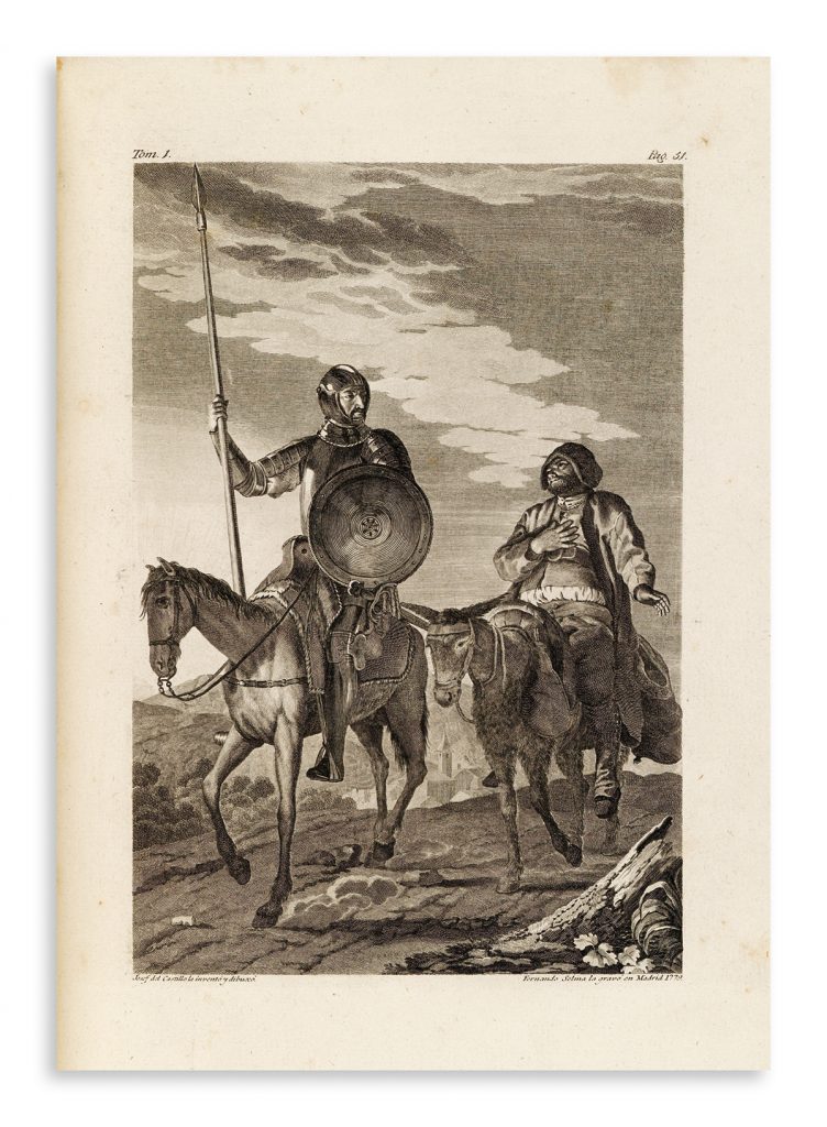 Single page illustration of Don Quixote and Sancho Panza.