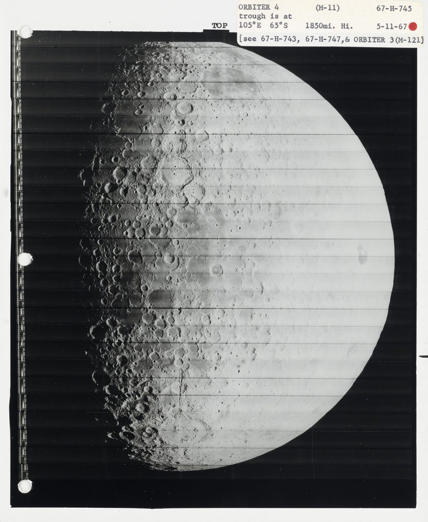 lunar orbiter in black and white
