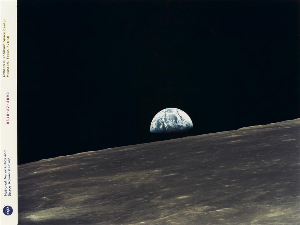 view of the earth from the moon in color