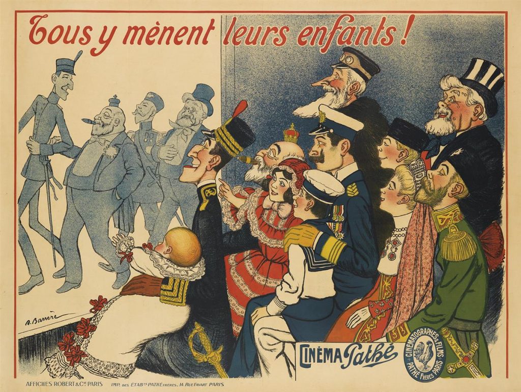 Adrien Barrère, Cinéma Pathé / Tous y Mènent Leurs Enfants!, poster for a french cinema, circa 1909.