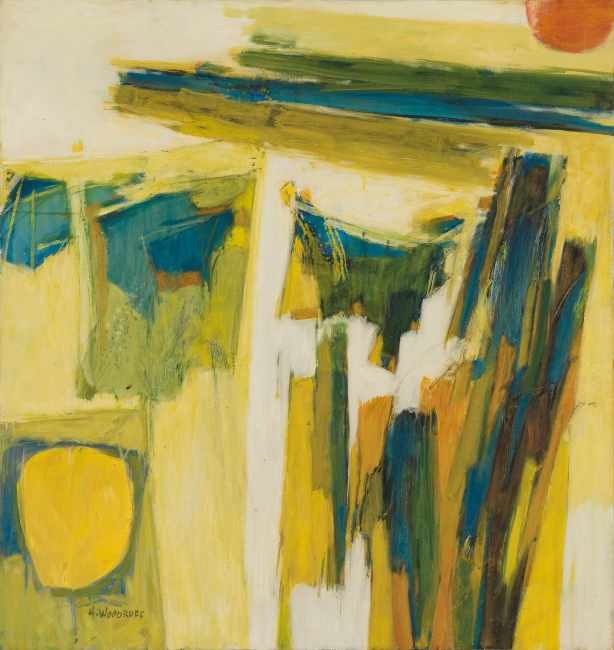 Lot 57: Hale Woodruff, Untitled (Abstract Composition), oil on canvas, circa 1965. $40,000 to $60,000.