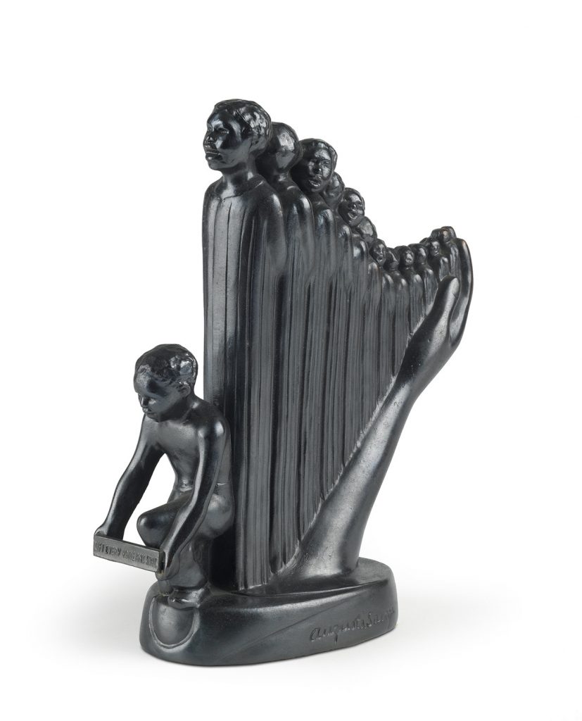 Lot 13: Augusta Savage, Lift Every Voice and Sing (The Harp), metal cast with patina, circa 1939. $15,000 to $25,000.