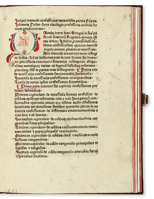 Lot 78: Johannes Nider, Manuale confessorum, Basel, circa 1474. 