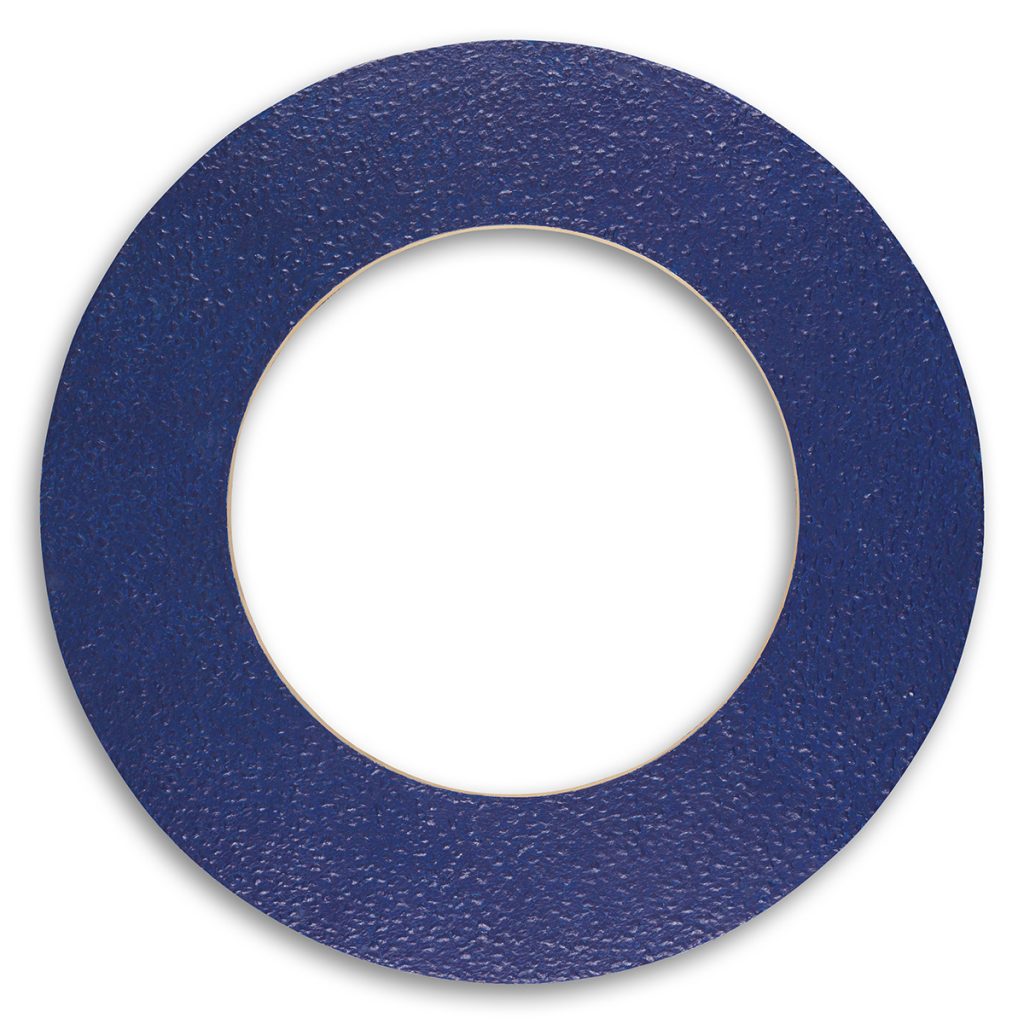 McArthur Binion, Macon: Blue, marking crayon on a round circle on birch plywood, 2003.