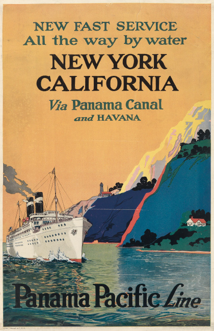 J.F. Butler, Panama Pacific Line / New York California via Panama Canal and Havana, circa 1928. $1,000 to $1,500.