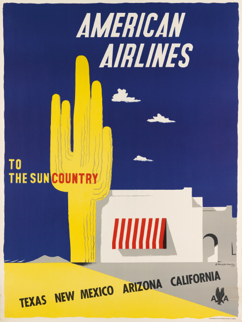 Edward McKnight Kauffer, American Airlines / To the Sun Country, 1948. $1,200 to $1,800.