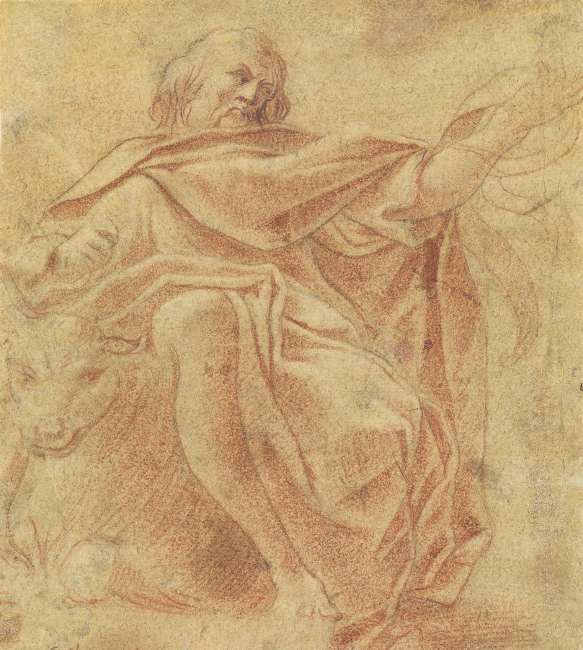 Ludovico Carracci, St. Luke, chalk, circa 1585-88. $8,000 to $12,000.