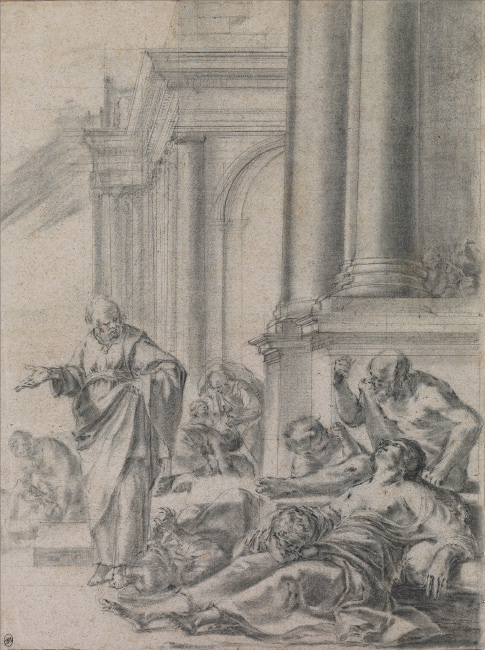 Laurent de la Hyre, St. Peter Healing the Sick, chalk and pencil, circa 1635. $15,000 to $20,000.