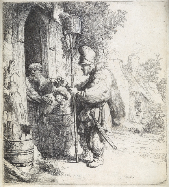 Rembrandt van Rijn, The Rat Catcher, etching & drypoint, 1632. $12,000 to $18,000.