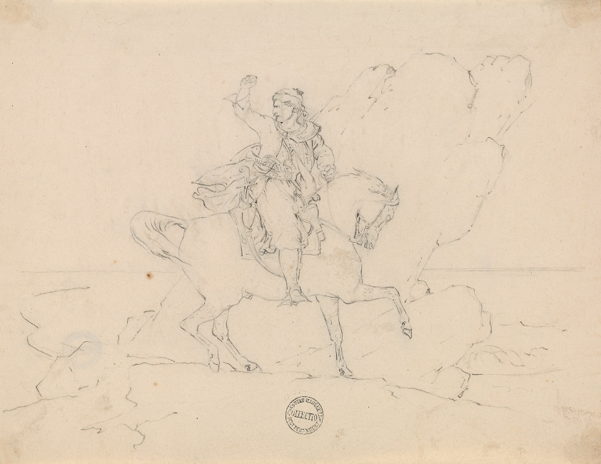 Théodore Géricault, Le Giaour, pen and ink, double-sided, 1820. $7,000 to $10,000.