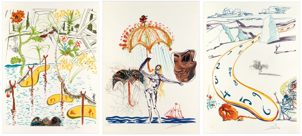 Salvador Dalí, Imaginations and Objects of the Future, complete set, 1975. $25,000 to $35,000.