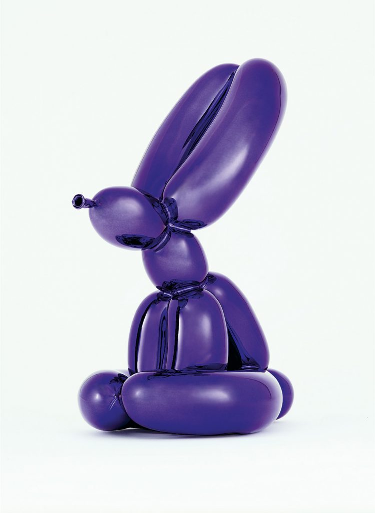 Jeff Koons, Balloon Rabbit (Violet), porcelain with chromatic coating, 2017.