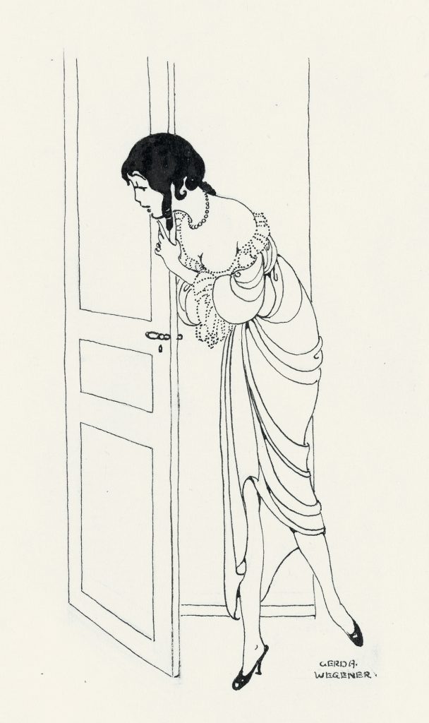 Gerda Wegener Two pen & ink illustrations, likely for Gyraldose or Malaceïne toiletries, circa 1920.