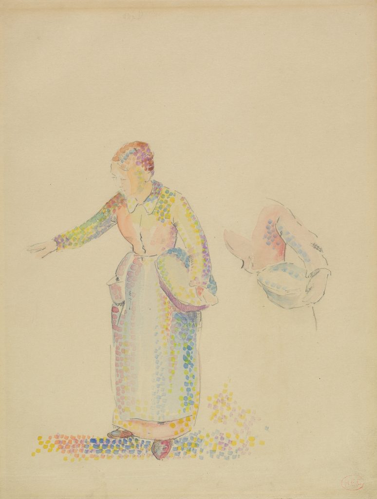 Henri-Edmond Cross, The Sower, pointillist watercolor & pencil of , circa 1890.