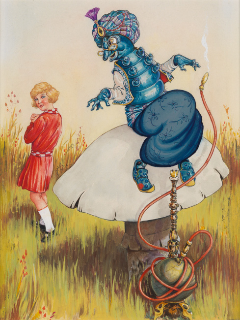 D.R. Sexton, 'Come Back!' the caterpillar called after her, watercolor and gouache, for Lewis Carroll's Alice in Wonderland, 1933. 