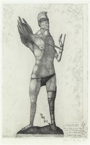 Paul Klee, Der Held mit dem Flügel—Inv. 2, etching of a mythical creature, 1905