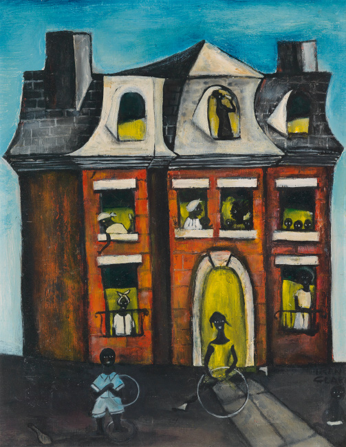 Irene V. Clark, Mansion on Prairie Avenue, oil on masonite board, circa 1962. 