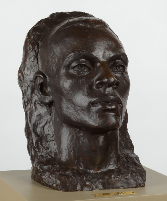 Richmond Barthé, The Negro Looks Ahead, cast bronze with dark brown patina, mounted on wood pedestal, 1940.