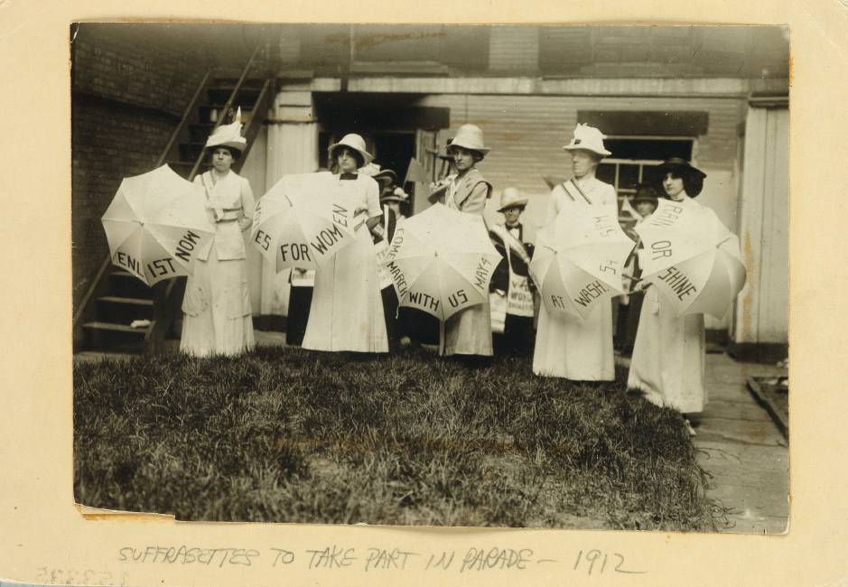 Group of six photographs related to the Women's Suffrage movement, including portraits of Elizabeth Cady Stanton and Susan B. Anhony, 1848-1920, printed circa 1912-30.