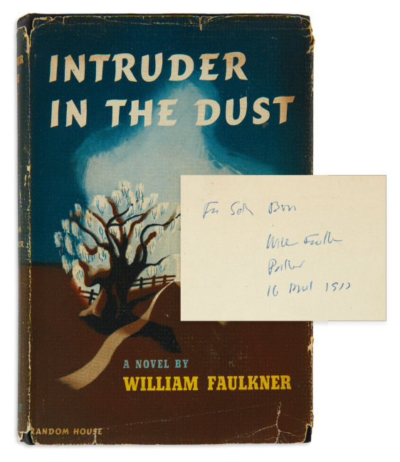 William Faulkner, Intruder in the Dust, first trade edition, family presentation copy, inscribed to Faulkner's first cousin, Sallie Burns, 1948.