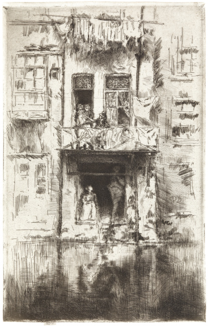 James A.M. Whistler, Balcony, Amsterdam, etching and drypoint, 1889.