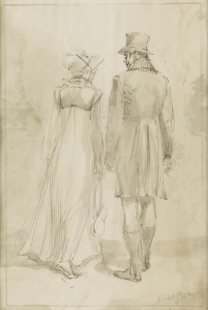 Isabel Bishop, Mr. Darcy and Elizabeth, study for Pride and Prejudice by Jane Austen, 1940s.