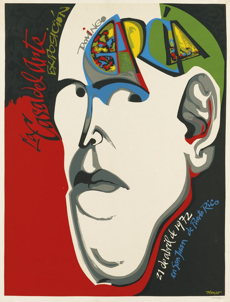 Lorenzo Homar, La Casa del Arte Exposición, abstraction of a head,  from an archive of over 350 posters, 1972.