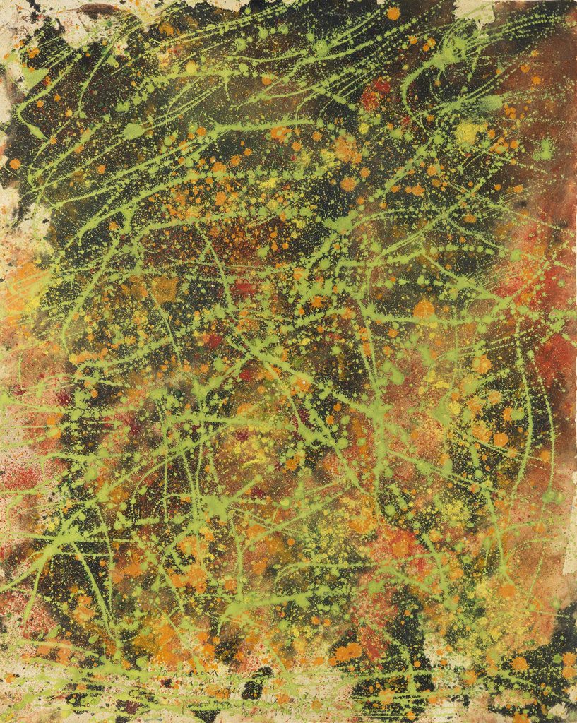 Beauford Delaney, Untitled (Green Drip Abstraction), gouache on wove paper, 1958.