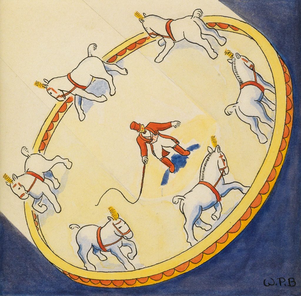 William Pène du Bois and Raoul Pène du Bois, Tights and Makeup, 21 circus-themed illustrations, watercolor, pen and ink, circa 1935. 