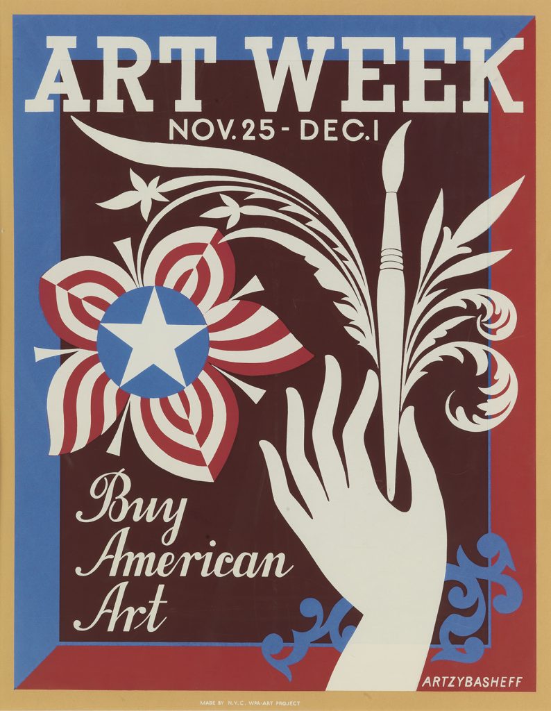 Boris Artzybasheff, Art Week / Buy American Art, circa 1939. WPA Poster