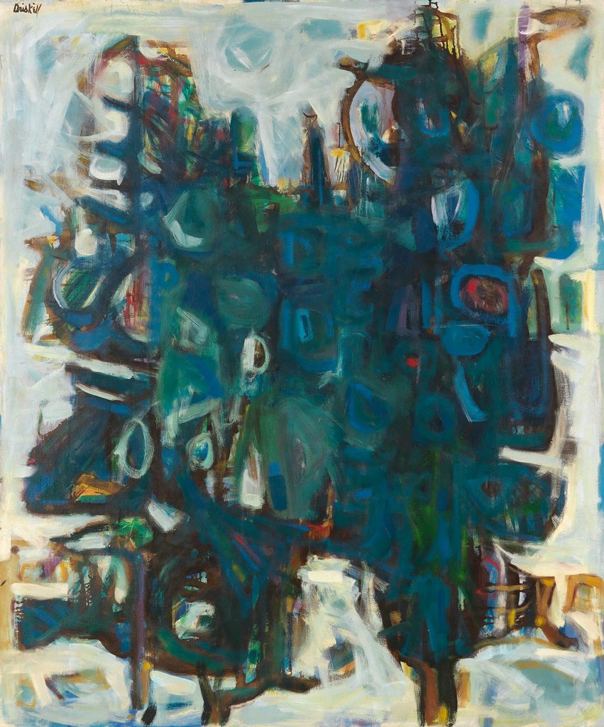 David C. Driskell, Two Pines (Two Trees), oil on canvas, 1961