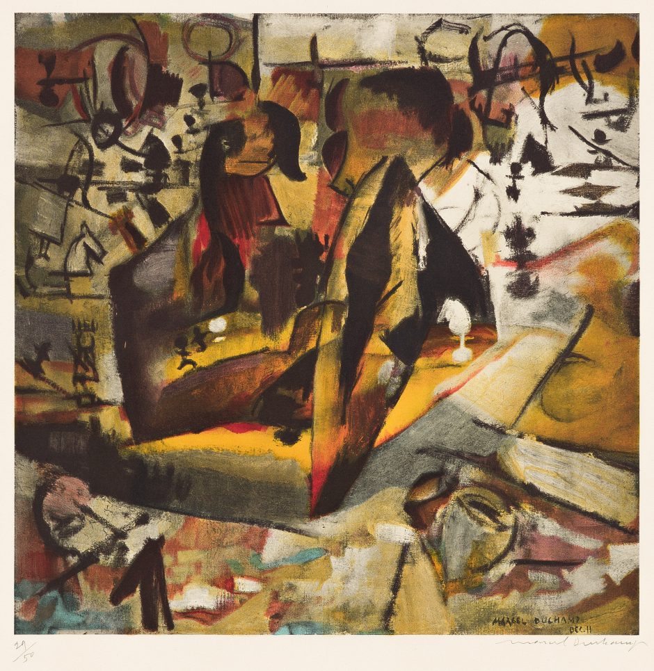 Marcel Duchamp (after), The Chess Players, color offset lithograph, 1967.  Estimate $7,000 to $10,000. 